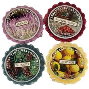 Yankee Candle Wax Tart Scented Melt Lot of 4 Lemon, Cranberry, Balsam, Lavender